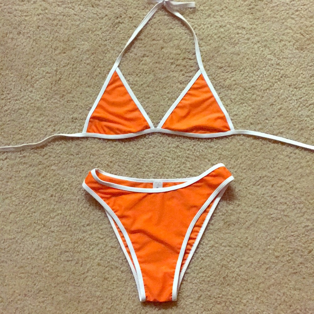 Orange and white bikini